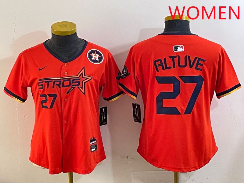Women Houston Astros #27 Altuve Orange Three generations Joint Name 2025 Nike MLB Jersey style 4103